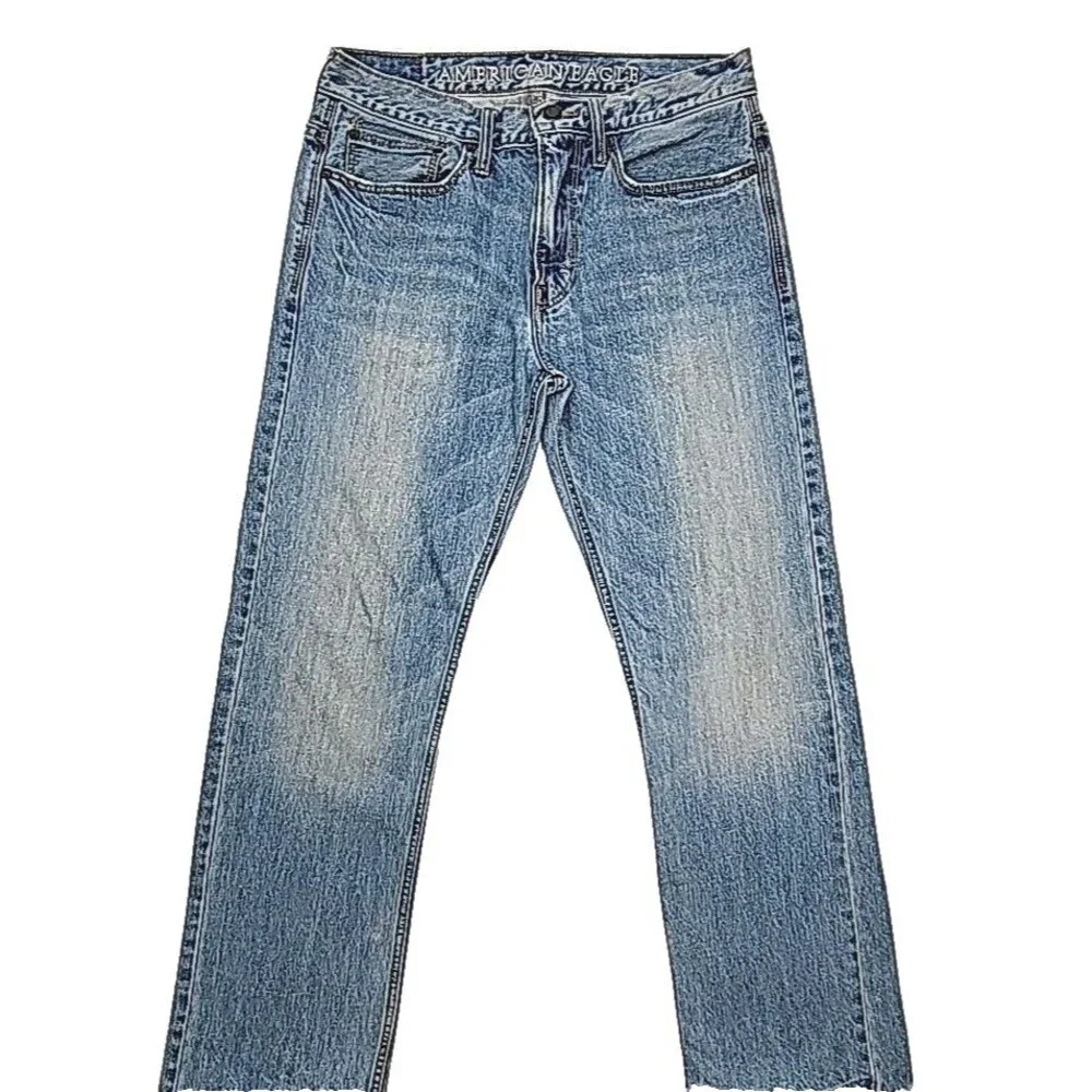 American Eagle Jeans Relaxed Men Sz 31 x 32 Cotton Light Wash Distressed Pants